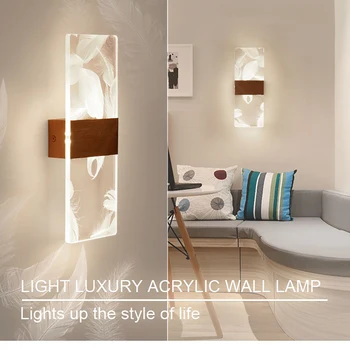 Современный светодиодный акриловый настенный светильник AC90-260V с длинными теплыми белыми постельными принадлежностями, Гостиная, настенный светильник в помещении, Спальня, Современный Простой