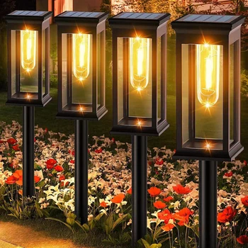 Солнечный уличный садовый светильник Вольфрамовая солнечная дворовая лампа Солнечная дорожка для газона Подарки для дорожки во внутреннем дворике для дворового уличного использования на открытом воздухе