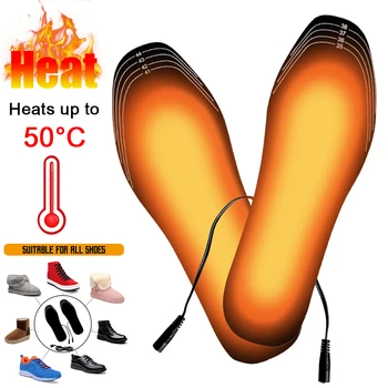 Стельки для обуви с USB подогревом, женские, мужские, электрические грелки для ног, моющиеся, зимние, спортивные, для согревания ног, коврик для ног