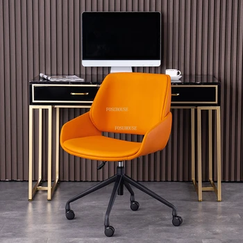 Тканевые Офисные Европейские стулья с кожаной спинкой, Компьютерный стул, Студенческий геймерский кресельный подъемник, Вращающееся кресло, Офисная мебель