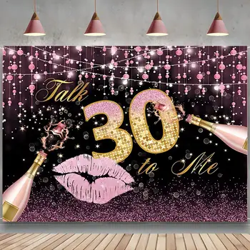 Фон Thirty to Me с блестками из розового золота, фотография с 30-летием, Розовые губы, черное украшение для вечеринки, баннер, студия для женщин