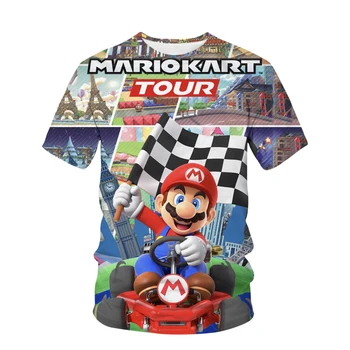 Футболка Super Mario Bros Kart Race, Детская Спортивная одежда, Сетчатая Быстросохнущая Футболка Для мальчиков, Модная Летняя Пляжная