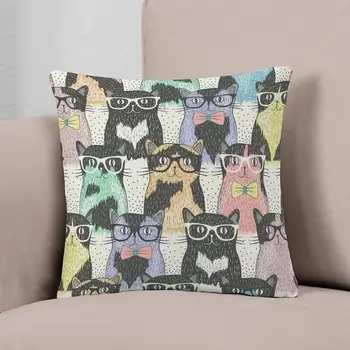 Хипстерские кошки Повседневная подушка с принтом Модный автомобиль Декор кровати в отеле Подушка в комплект не входит