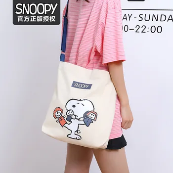 Холщовая сумка Snoopy Bag с рисунком Спайка Каваи, регулируемая сумка-мессенджер большой емкости на одно плечо для студентов-литераторов
