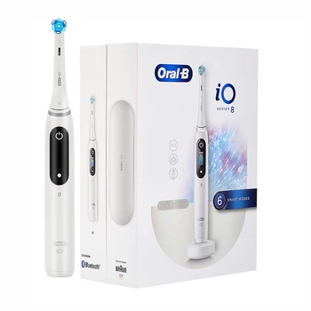 Электрическая зубная щетка Oral-B iO8 Braun Bluetooth Smart с микровибрацией, управление приложением, 6 режимов очистки, шумоподавление, белый