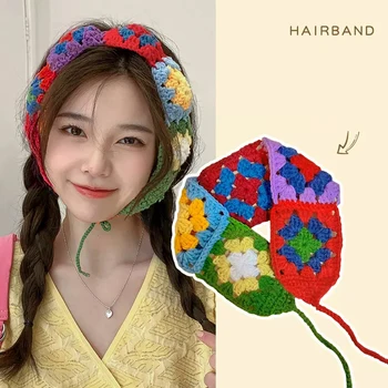 Японские повязки Мори для женщин 2023, тканый платок с милым цветком, Весенне-летний модный Корейский головной убор для путешествий